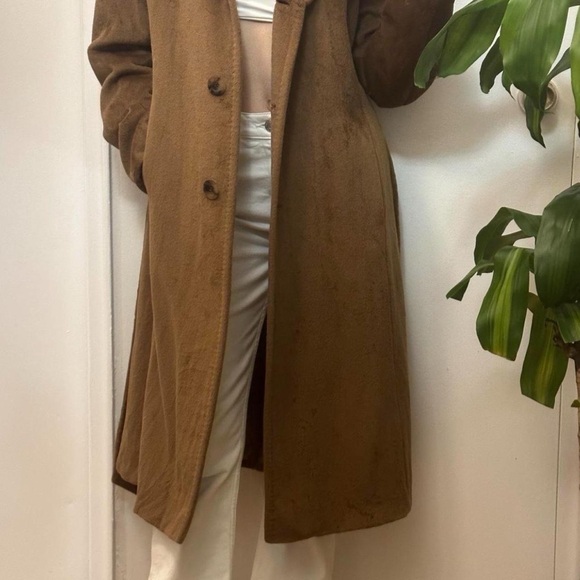 Vintage Anne Klein Belted Brown Wool Trench Coat/OverCoat Size Medium - Picture 5 of 17